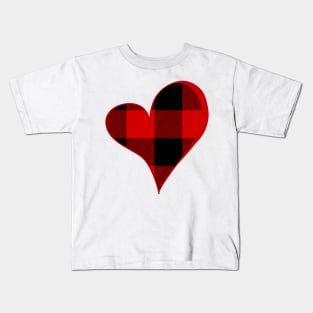 Simple Large Buffalo Plaid Heart Kids T-Shirt